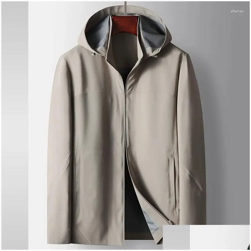 Men`s Trench Coats 2024 Spring Style Jacket Men Fashion England Coat Casual Hooded Jackets Clothing Full Size M-3XL