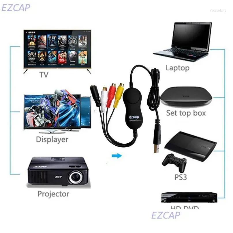 Computer Cables USB2.0 Capture Card Convert Analog Video Audio To Digital MP4 Format For Windows Linux  Android OS With Edit