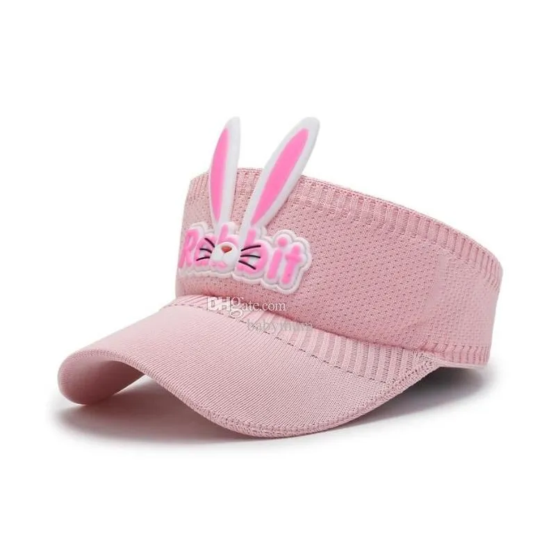 Summer baby Visor Hat Cartoon Rabbit peaked cap Kids Toddler Outdoor Sports Casual Sun Hat Breathable Knitted Elastic Hat