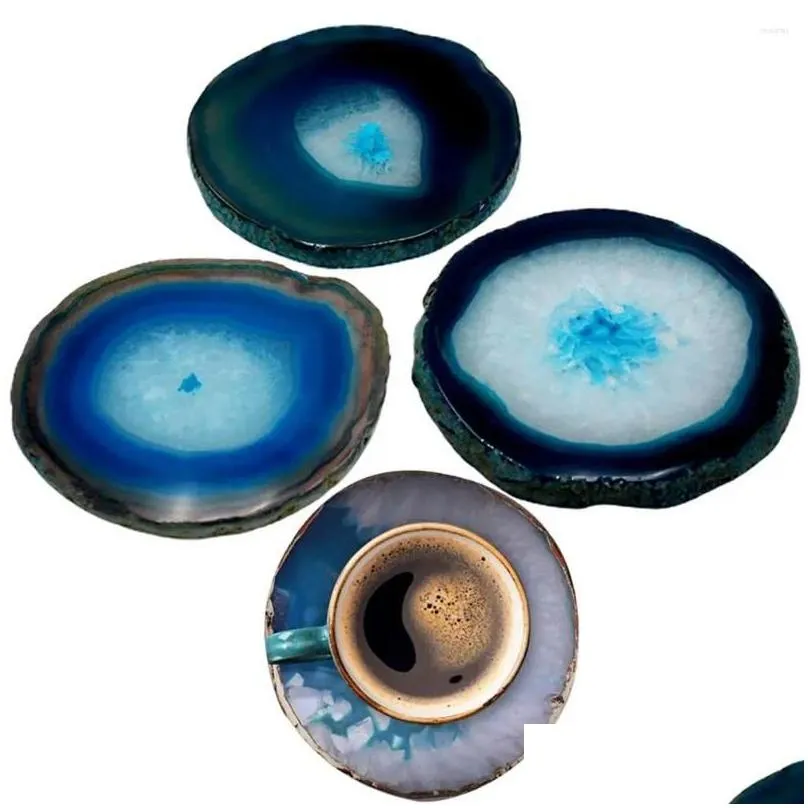 Table Mats Cup Mat Sliced Smooth Surface Stone Decorative Creative Natural Agate