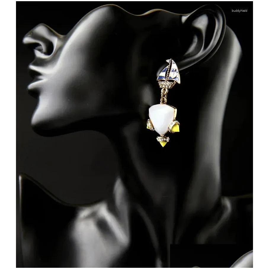 Dangle Earrings Online Resin Piercing Fashion Earring Enamel Alloy Spike Multicolor Feminine Gold Color