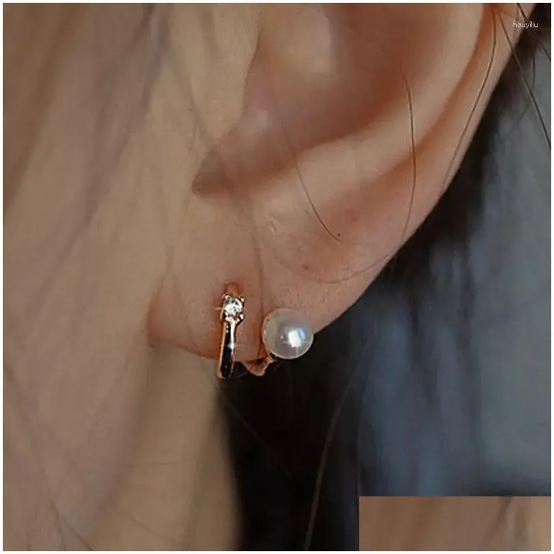 Stud Earrings French Light Luxury Crystal Imitation Pearl Earring For Women Silver Needle Exquisite Small Party Christmas Jewelry