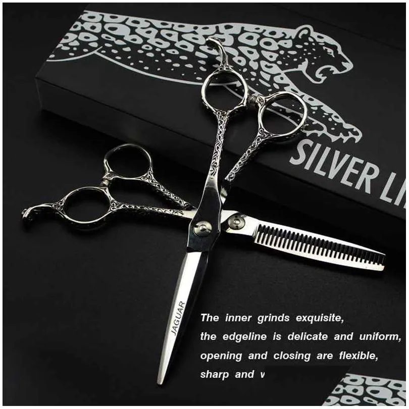  GM45 professional barber hair scissors 6.0 9CR 62HRC Hardness cutting / thinning silver shears with case