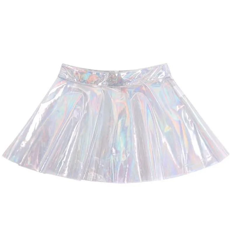 Skirts A-Line Miniskirt Stylish Fairy Grunge Women Glossy Shiny Transparent Flare Skirt High Street Y Club Rave Outfit Can Stacked Dr Dhgvl