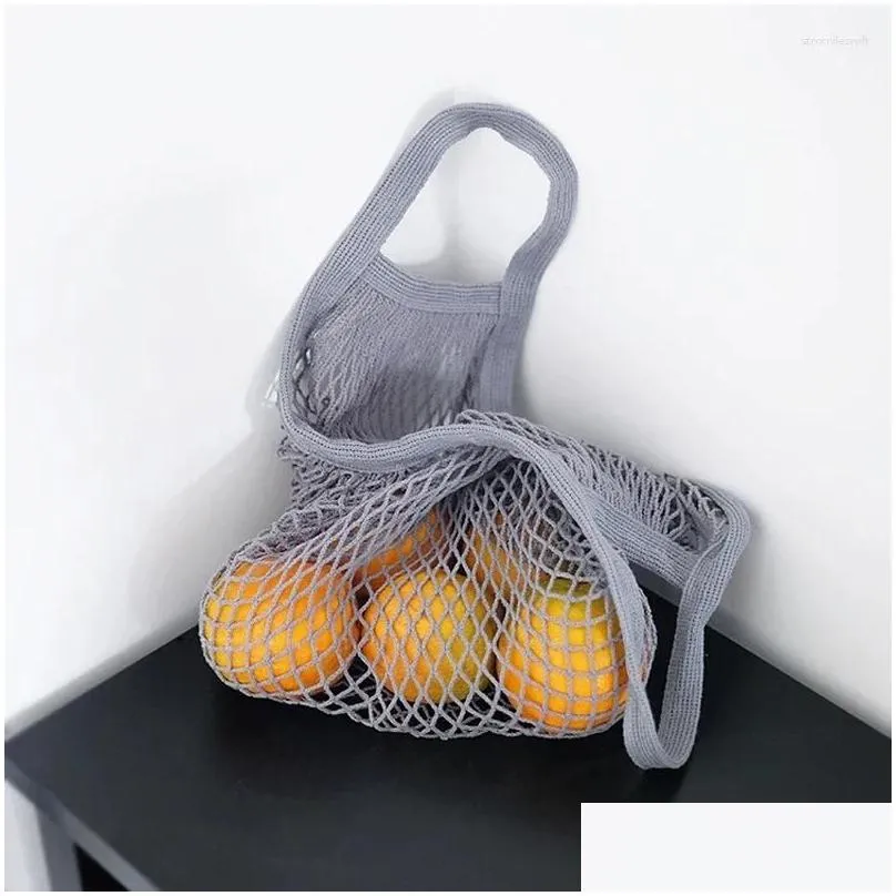 Storage Bags Quality Cotton Mesh Shopping Bag Reusable String Fruit Totes Fashion Hand Carry Beach Woven Net Handbag