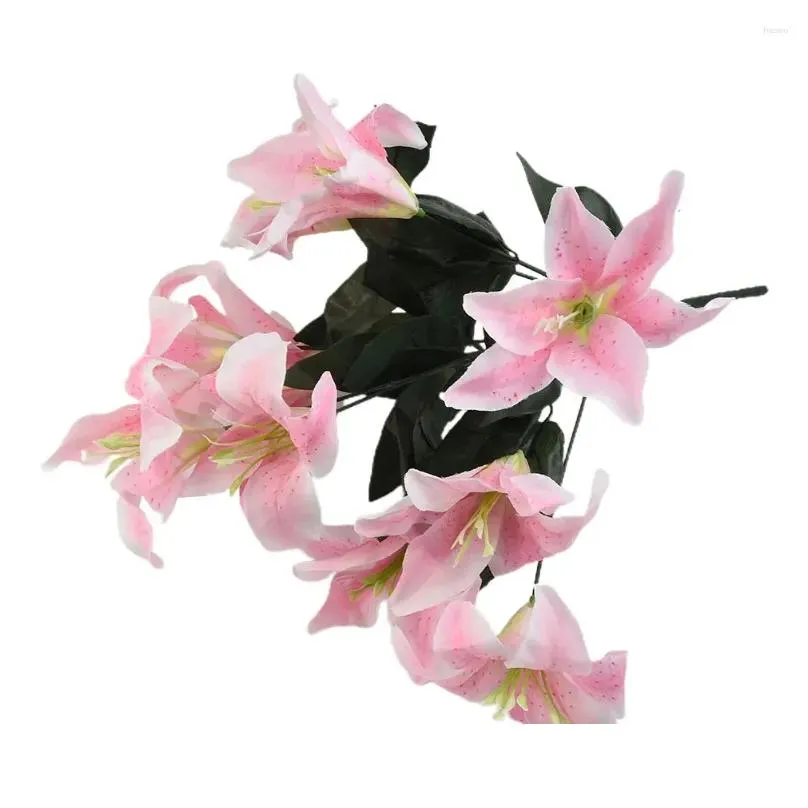 Decorative Flowers 8 Exquisite 45cm Artificial Flower Spray 10 Stargazer Lillies Perfect For Home And Wedding Decor Durable Stunning