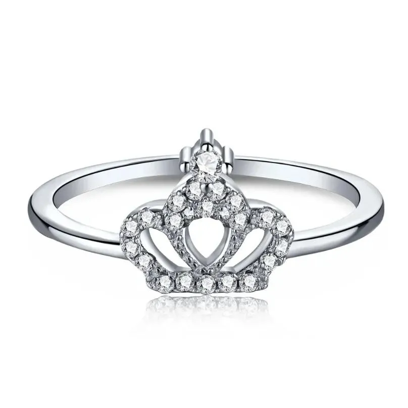 Cluster Rings Karachis Korean Edition Pure Silver Creative Crown Small And Exquisite S925 Diamonds Ring Cute Girl