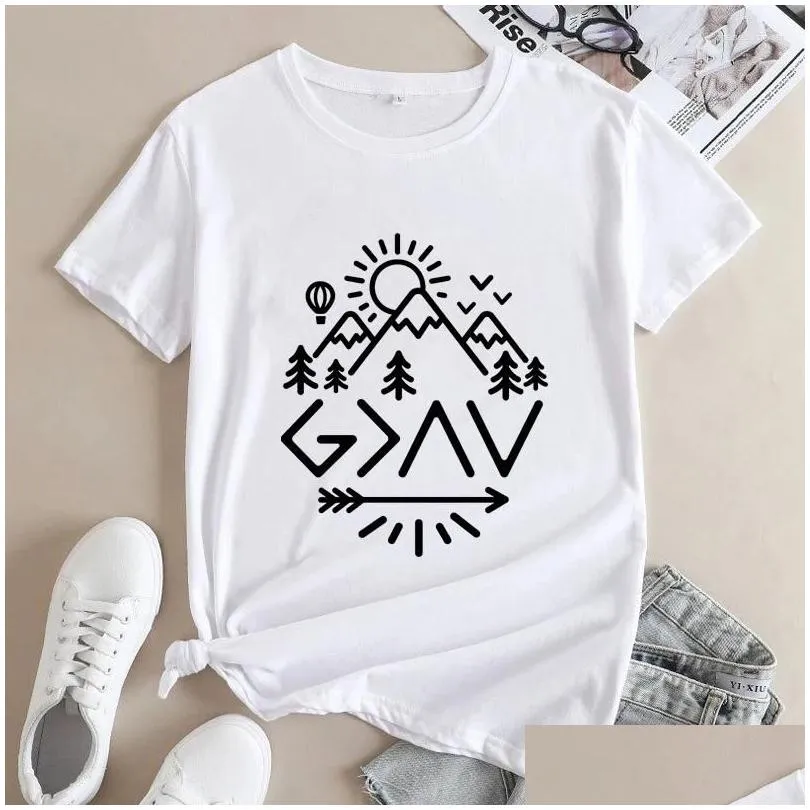 Women`s T Shirts God Is Greater Than The Highs And Lows Tshirt Vintage Women Christian Jesus Faith Tee Shirt Top