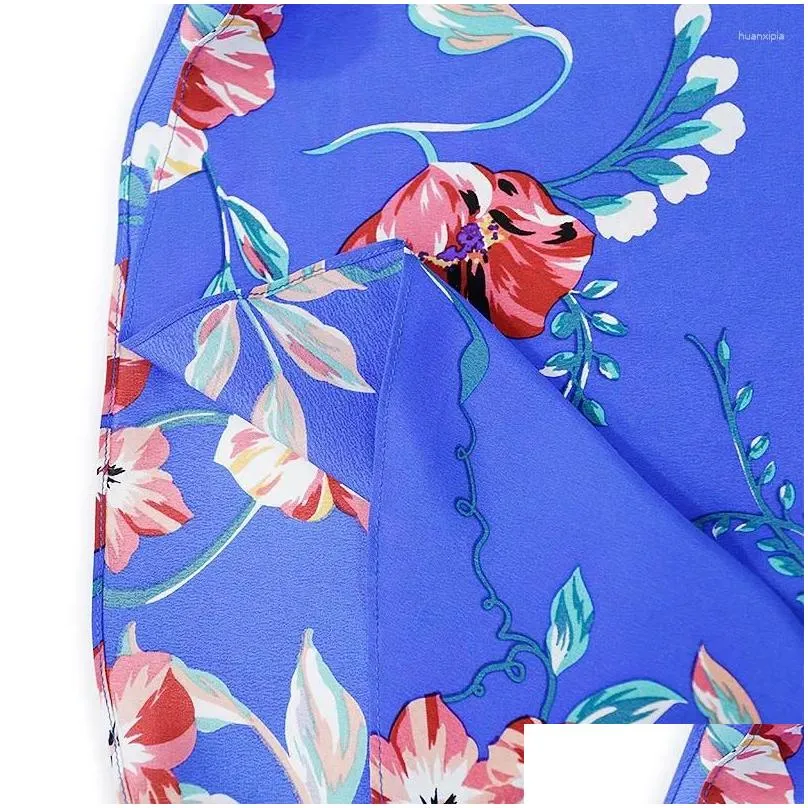 Women`s Blouses BirdTree Real Silk Crepe De Chine Shirt Women Ribbon Streamers Flower Print Elegant Temperament 2024 Summer T41622QD