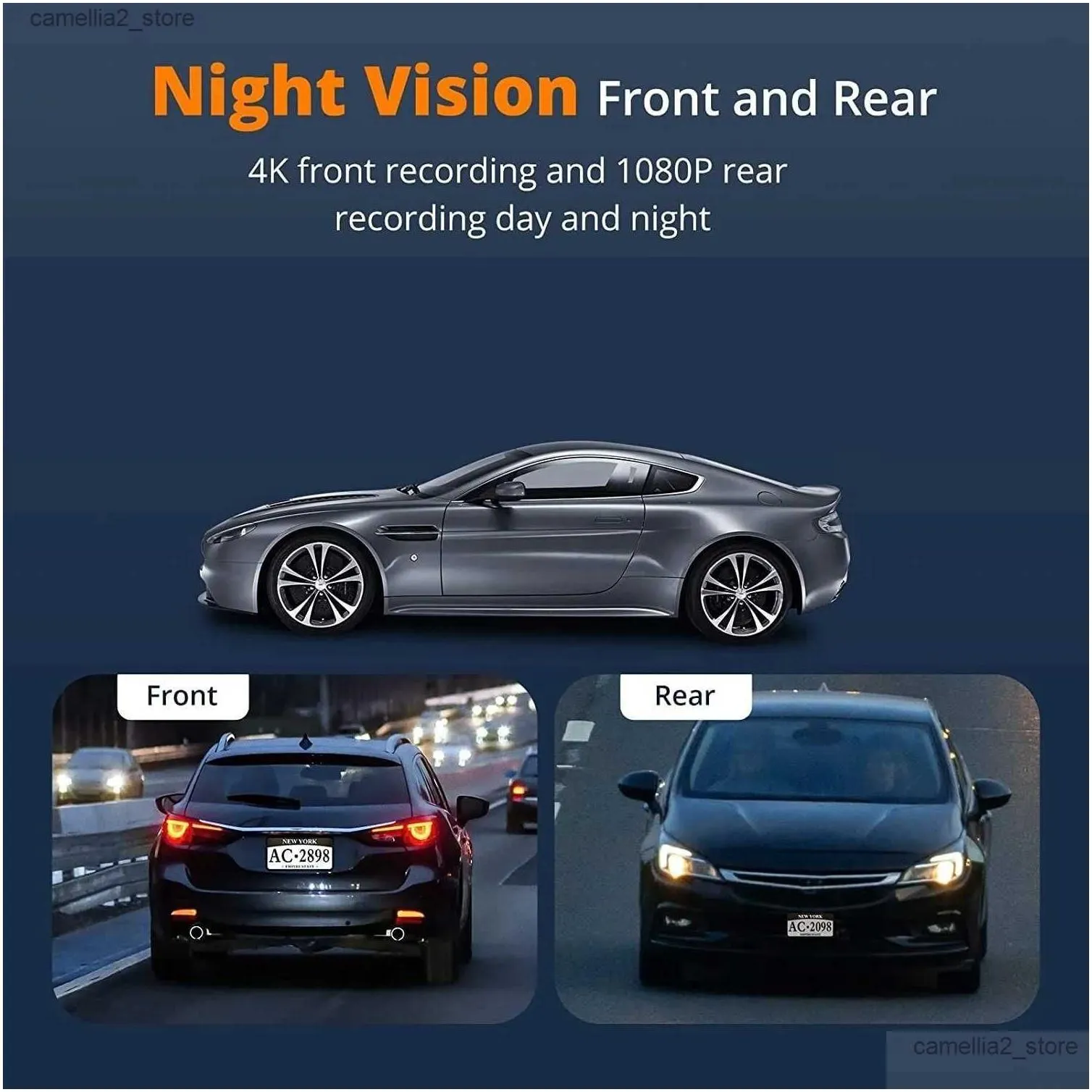 car dvr Dashcam 4K GPS WIFI 24h Parking Monitor Dash Cam for Car Camera Mini Dvr Para Coche Front and Rear Dual Dvrs Video Registrator