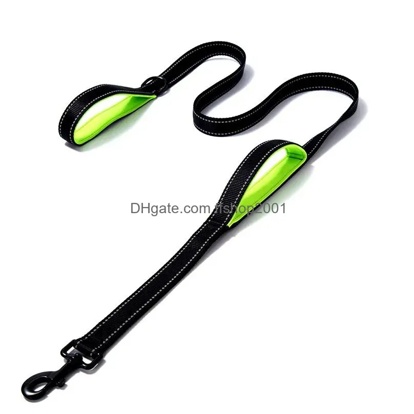 dog collars leashes outdoor travel training chain heavy duty double handle lead for er control safety dual