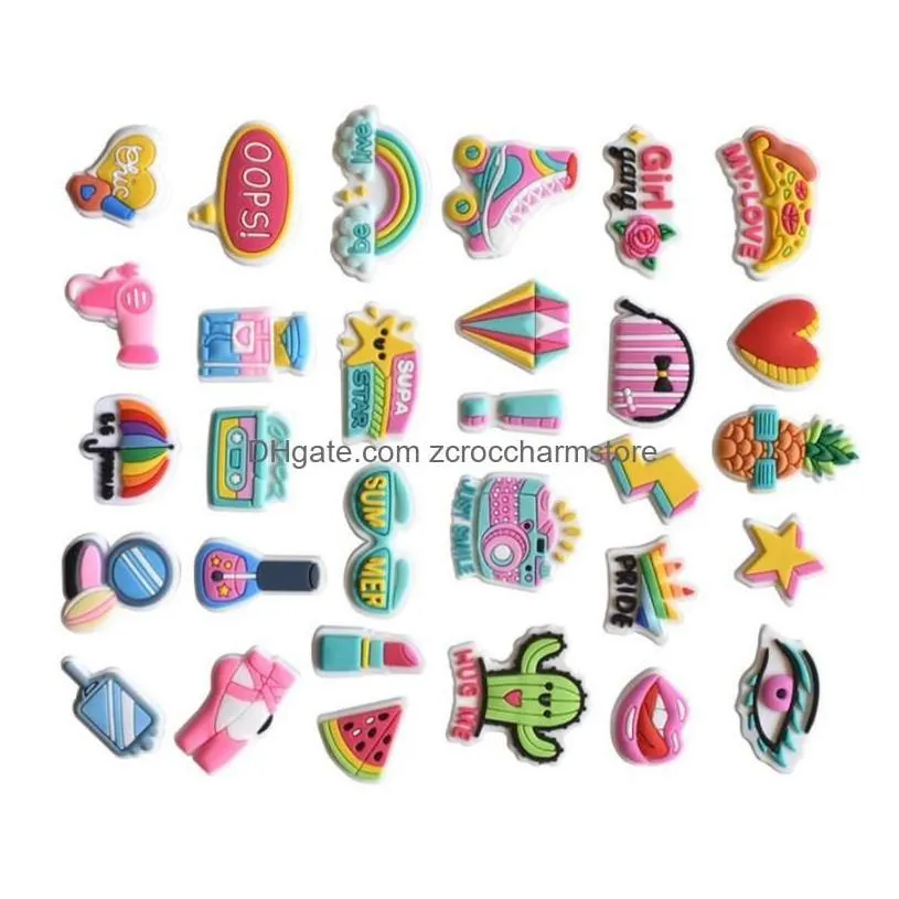 Shoe Parts Accessories Fast Delivery 100/Pcs Custom Croc Charms Wholesale Pvc Decorations Drop Shoes Dhcbd