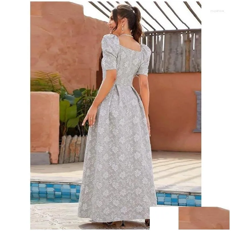 Ethnic Clothing Kaftan Dubai Turkey Women Muslim Maxi Dress Elegant Square Neck Evening Party Dresses Islamic Saudi Arabic Robe Gown