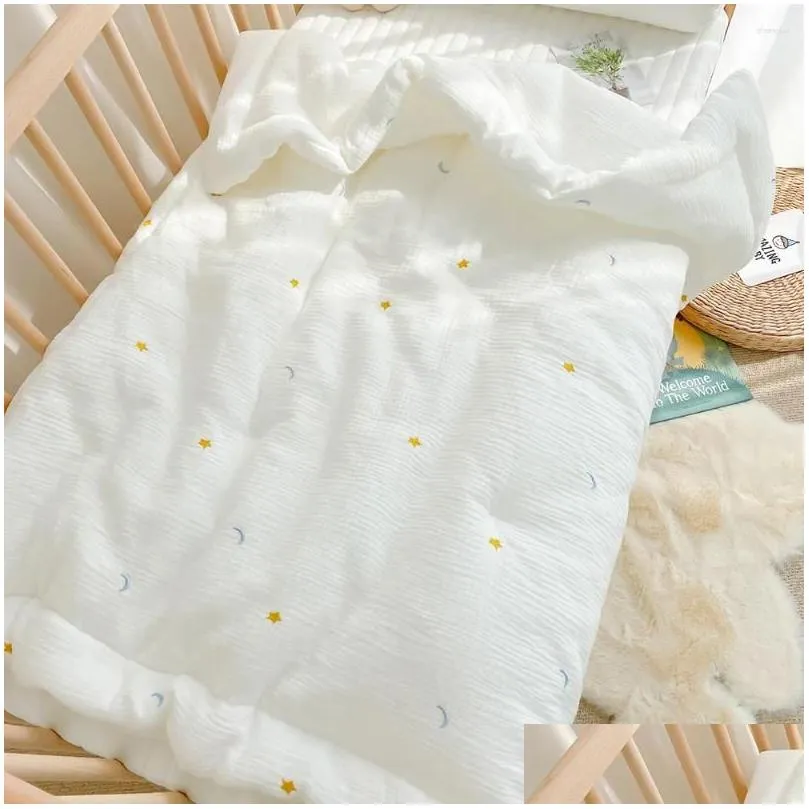 Blankets Baby Blanket & Swaddling Born Thermal Soft Fleece Solid Bedding Set Cotton Quilt