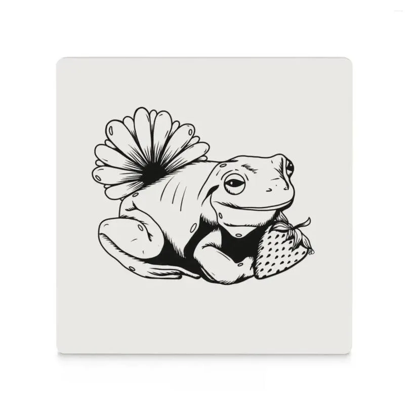 Table Mats ?Strawberry Frog? Ceramic Coasters (Square) Slate Original Tile Set Cute