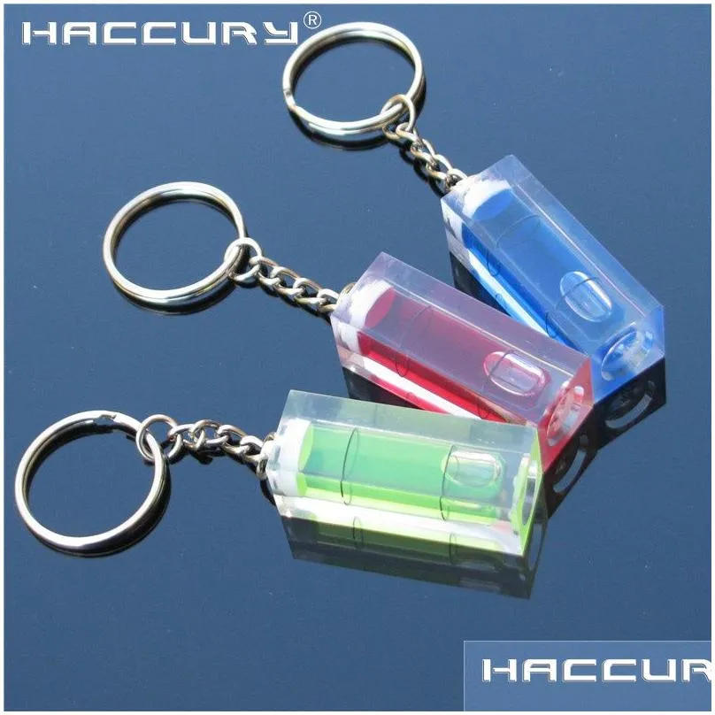 Level Measuring Instruments 20Pcs/Lot Haccury Key Chain Small Bubble Spirit Acrylic Square Instrument Size 15X15X36Mm Drop Delivery Dhdmt