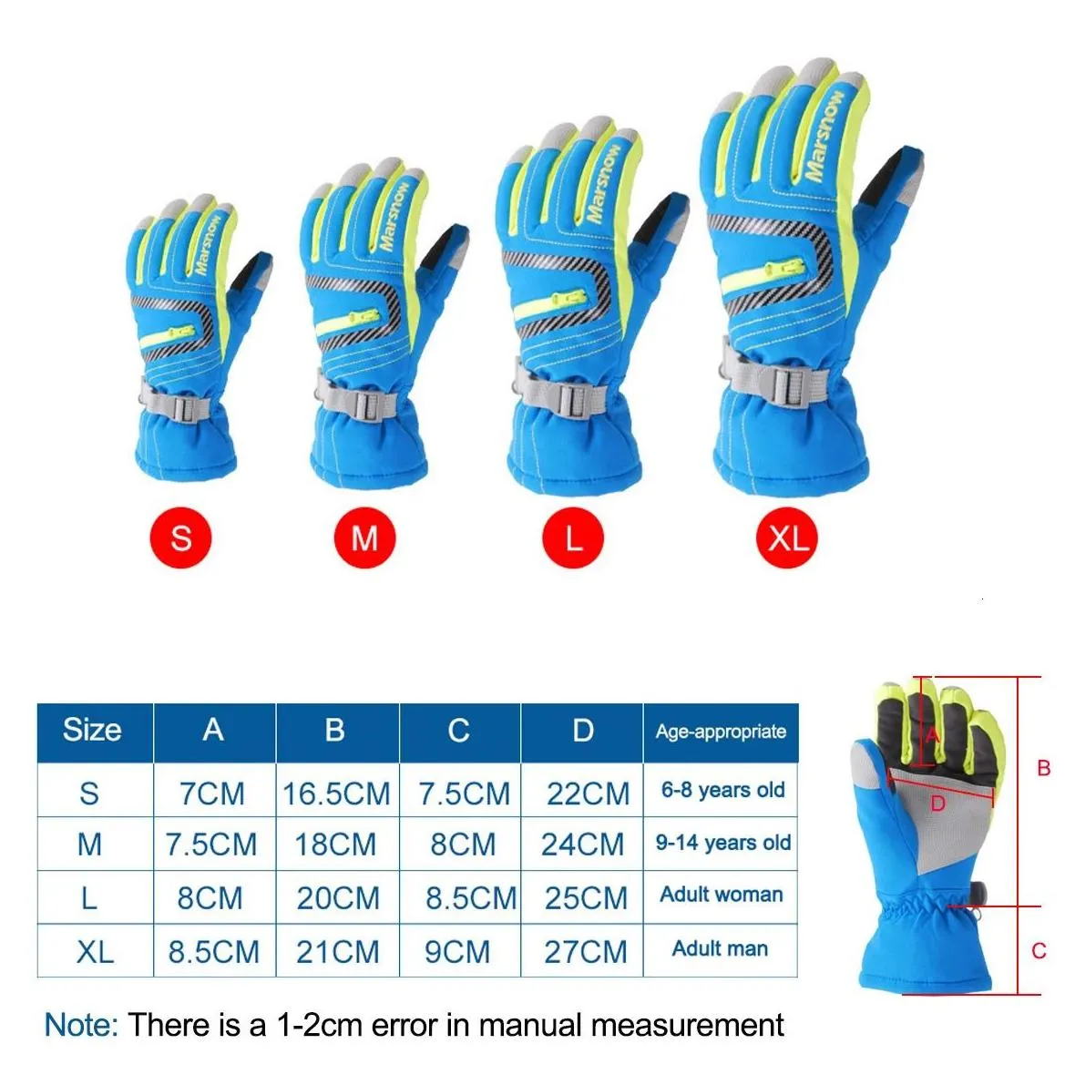 Winter Warm Ski Gloves Outdoor Sport Skiing Gloves Windproof Men Women Kids Mittens Waterproof Skiing Breathable Air S/M/L/XL 231220