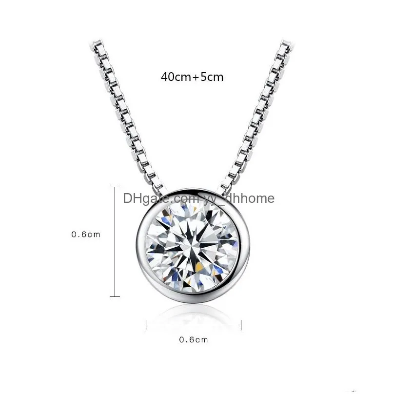 european style sexy shiny zircon s925 silver pendant necklace fashion charming women box chain necklace luxury jewelry accessories