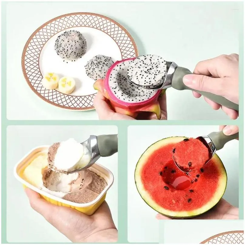 Spoons Hard Ice Cream Handle Spoon Stainless Steel Scoop With Comfortable For Easy Dessert Handling Heavy Spooning