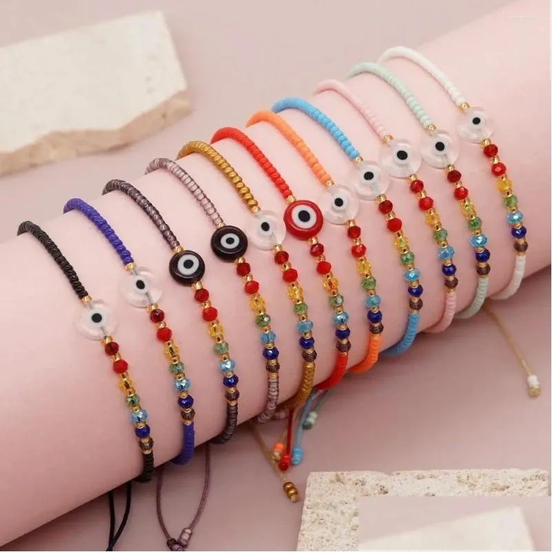 Strand Creative Unique Colorful Crystal Bracelets Cute Personality Demon Eye Bracelet Girls Retro Vintage Lucky Red Rope
