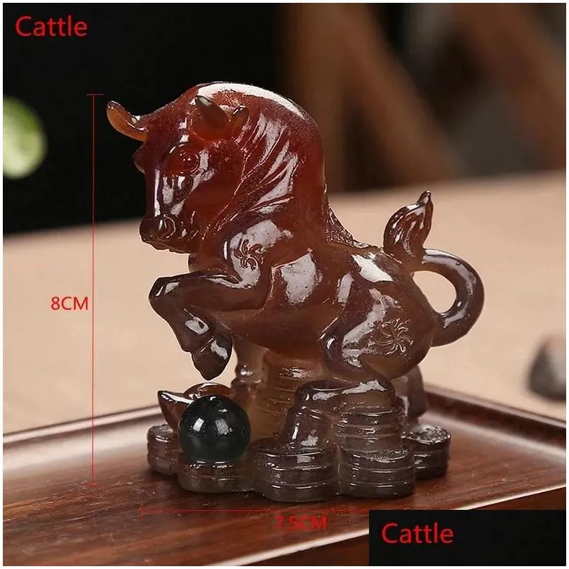 Tea Pets Color Changing Twelve Zodiac Pet Accessories Decoration Chinese Resin Set Decorative Objects