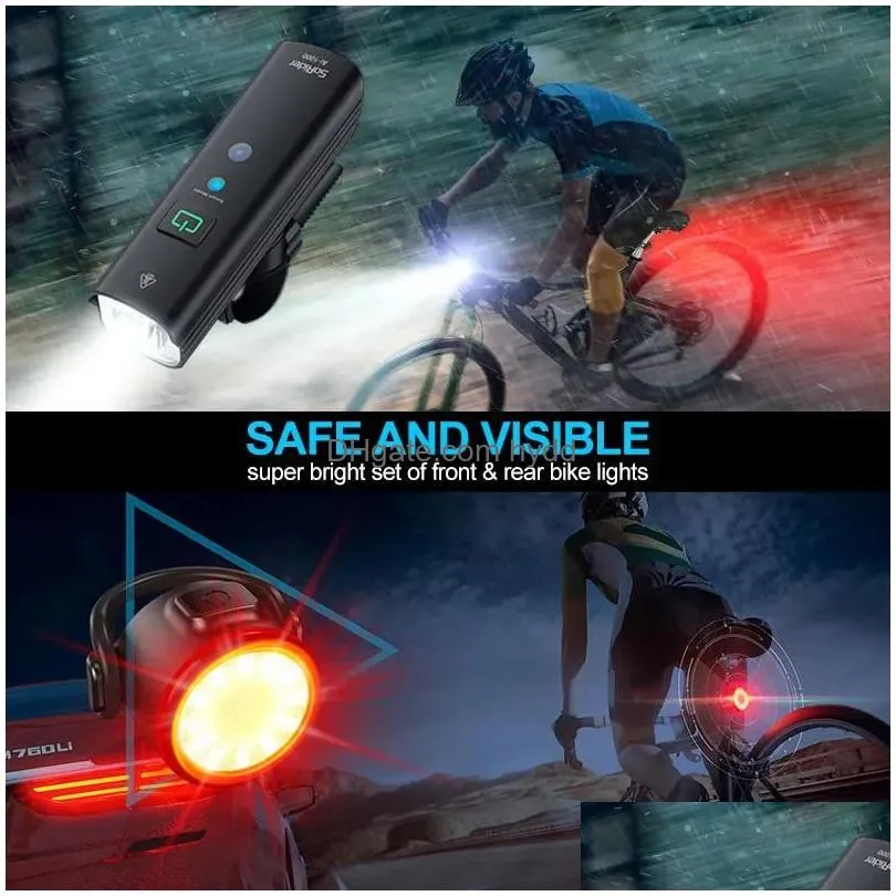 lights bike bicycle light usb 1200lm4800mah led rechargeable set road mtb bike front back headlight lamp flashlight cycling light