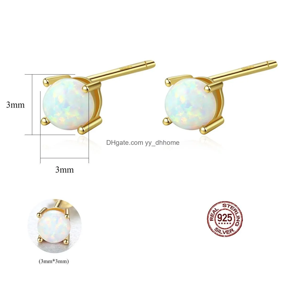 charm women round opal s925 sterling silver stud earrings fashion luxury brand high end earrings female rrtro plated 18k gold earrings jewelry valentines day