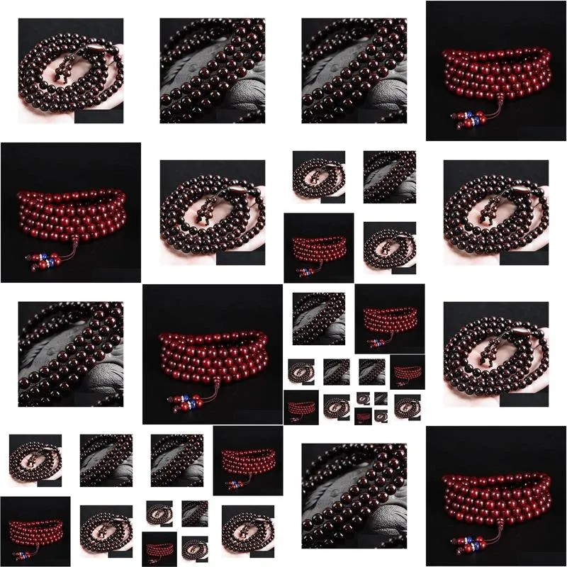 Other Fashion Accessories Xiaoye Red Sandalwood Hand Chain 108 Wooden Buddha Beads Old Material Mens Bracelet Transport Women Drop De Otntj