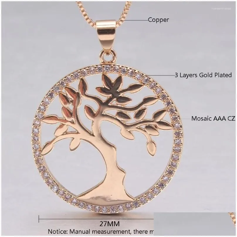 Pendant Necklaces MHS.SUN Fasion Women Cubic Zircon Jewelry Tree Of Life DIY Chain Choker Necklace Charm Christmas Gift 1PC