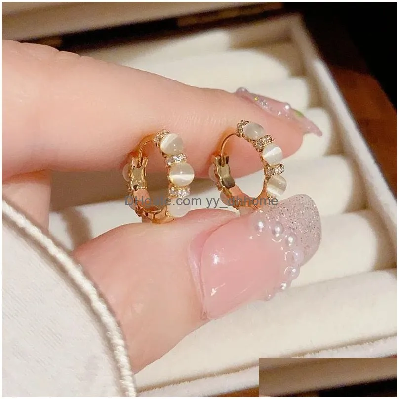 18k gold plated small opal stud earrings women micro inlaid zircon exquisite earrings for women wedding party valentines day christmas souvenir jewelry gifts