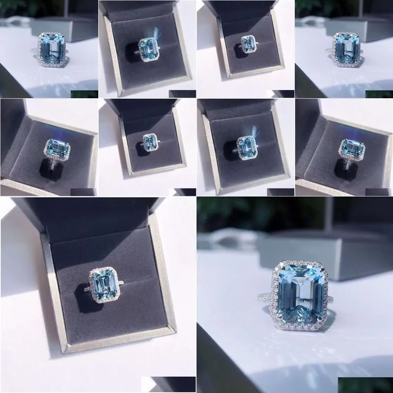 Chinese Style Square Sea Treasure Adjustable Topaz Index Finger Ring