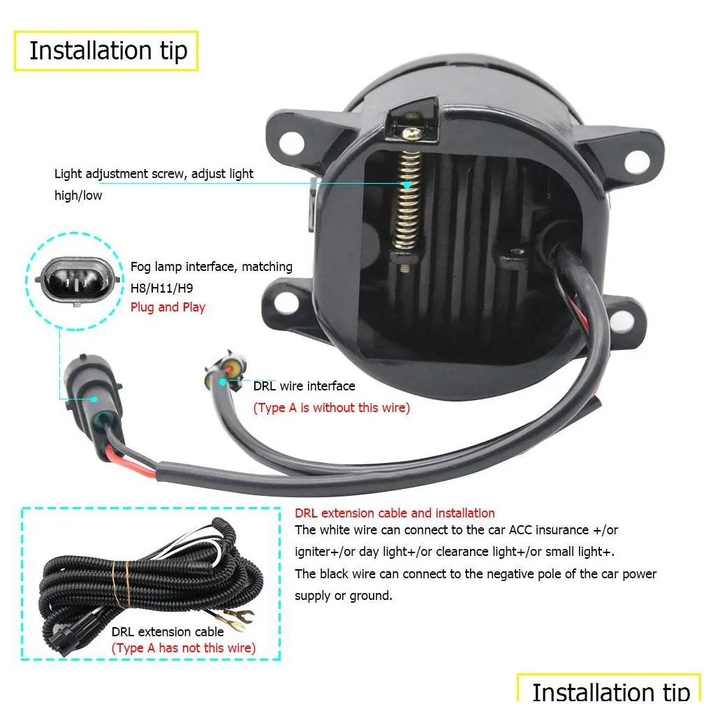 EEMRKE Led Fog Lights Assembly 30W/ 40W for Mitsubishi Lancer GT, Lancer ES Sport Lancer X 2016 2017 with Clear Lens Angel Eyes DRL Car Daytime Running Light 12V Fog