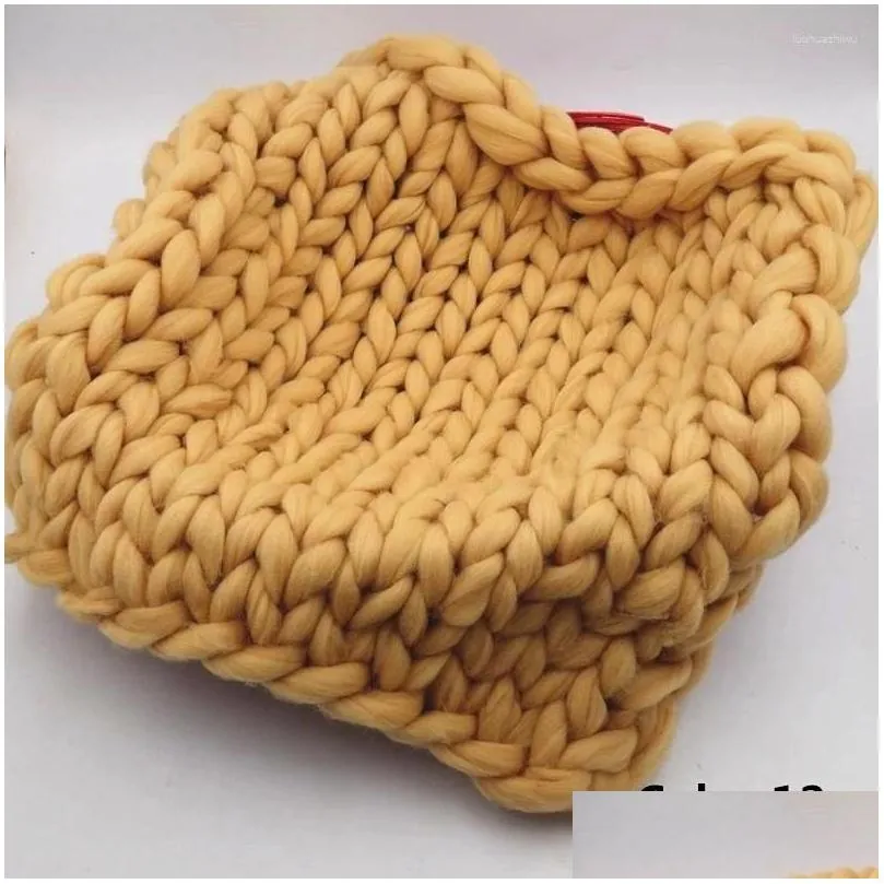 Blankets 45 45cm Handcraft Acrylic Fiber Blanket Basket Stuffer Filler Born Baby Pography Background Thick Woven Accessories