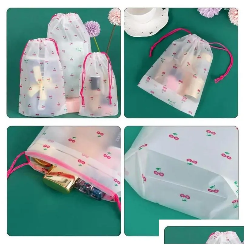 Storage Bags Transparent Cosmetic Bag Travel Waterproof Makeup Case Bath Drawstring Organizer Toiletry Wash Kit Pouch