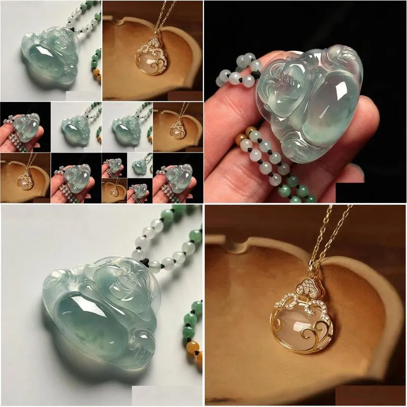 Other Fashion Accessories Jade A Ice Seed Floating Flower Buddha Pendant Female Maitreya Male Big Belly Laughing Drop Delivery Otzzh