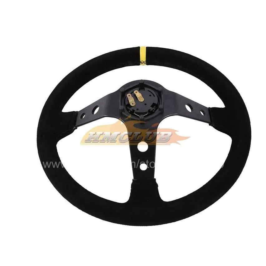 2022 New 350mm 14inch Deep Dish Racing Steering Wheel PVC Leather Aluminum Frame Light Weight 9-Hole Sport Car modification Steering Wheels and Horn Button