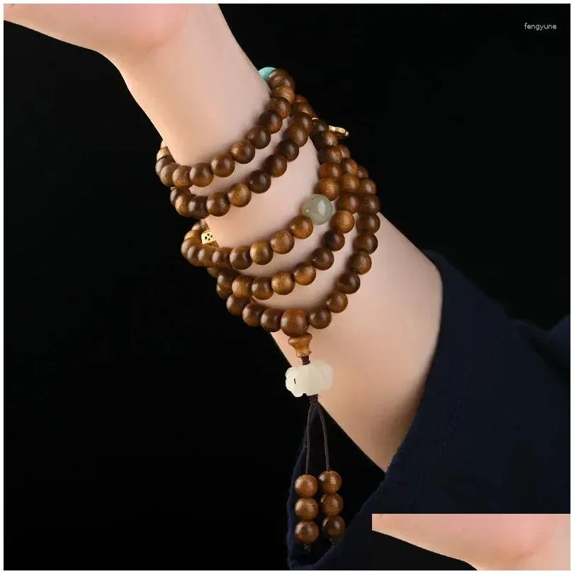 Pendant Necklaces Vietnam Aloes Wood Hand String Transfer Beads Buddha Bracelet Men And Women Lovers Rosary Necklace Wholesale