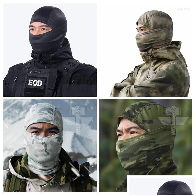 Bandanas Multicam Camouflage Balaclava Full Face Scarf Mask Hiking Cycling Hunting Army Bike Military Head Cover Tactical Cap Men