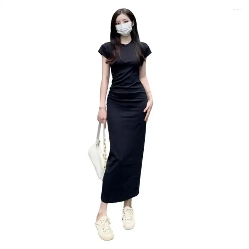 Casual Dresses Slim-fitting Dress Sexy Sheath Elegant Ankle Length Maxi For Women Soft Breathable O Neck Short Sleeve Slim