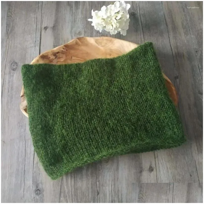 Blankets Grass Blanket For Baby Pography Props Born Mohair Handknit Wrap Cover With Hat