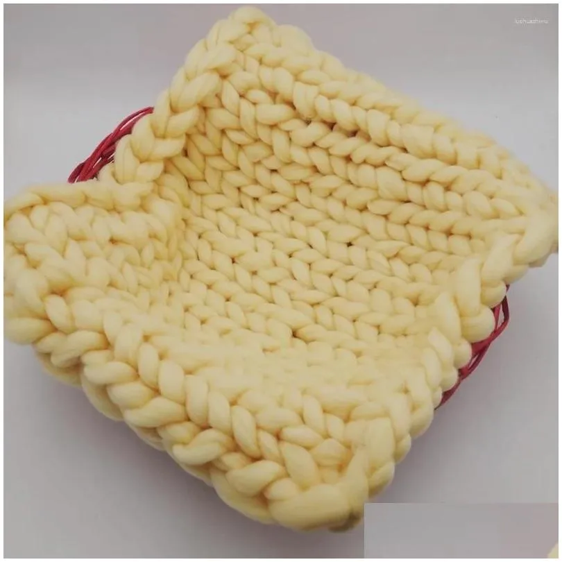 Blankets 45 45cm Handcraft Acrylic Fiber Blanket Basket Stuffer Filler Born Baby Pography Background Thick Woven Accessories