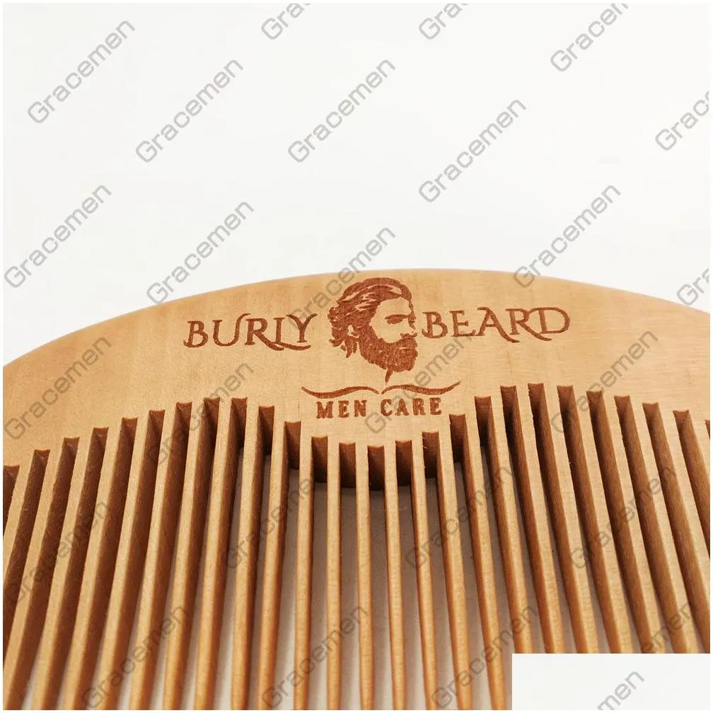 MOQ 50pcs Custom Your LOGO Wooden Hair Beard Comb Premium Pear Wood Hairs Brush Amazon Customized Barber Pocket Combs