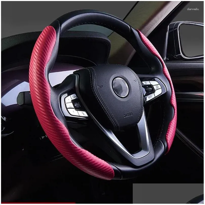 Steering Wheel Covers Car Steering-wheels Cover Carbon Fiber On The Of Four Seasons Universal Interior Accessories