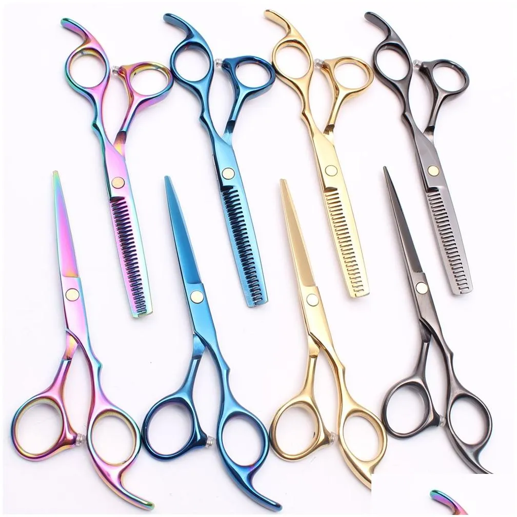 C1005 6`` Customized Brand Multicolor Hairdressing Scissors Factory Price Cutting Scissors Thinning Shears Professional Human Hair