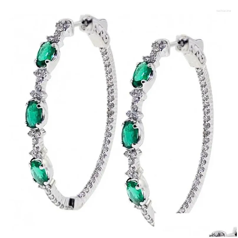 Hoop Earrings DRlove Vintage For Women With Green Cubic Zirconia Bling Earring Beauty Anniversary Gift Female Jewelry 2024