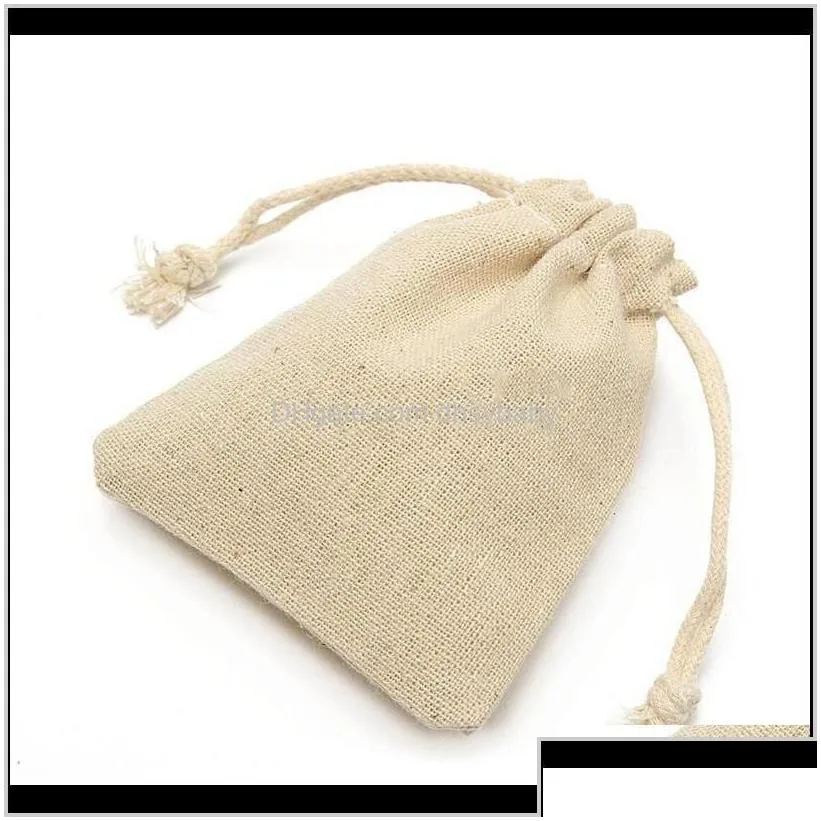 Pouches Bags Display 50Pcs Small Natural Linen Pouch Burlap Jute Sack With Dstring Packaging Bag Jewelry Pouches Ipcdl