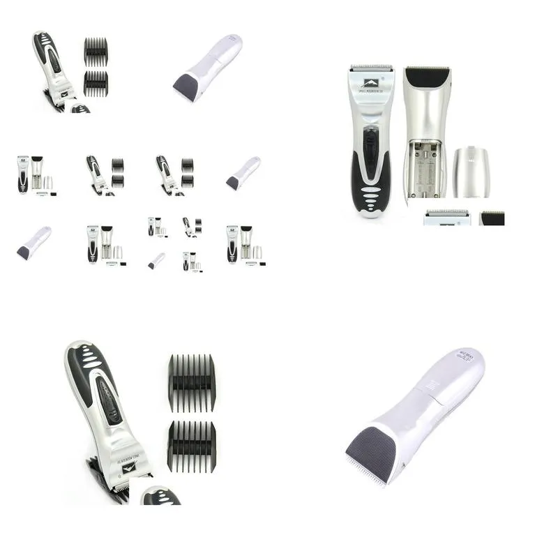 Wholesale-1set Silver Hair Clipper Men Electric Body Groomer Hair Removal Shaver Beard Trimmer Razor for Travel YKS