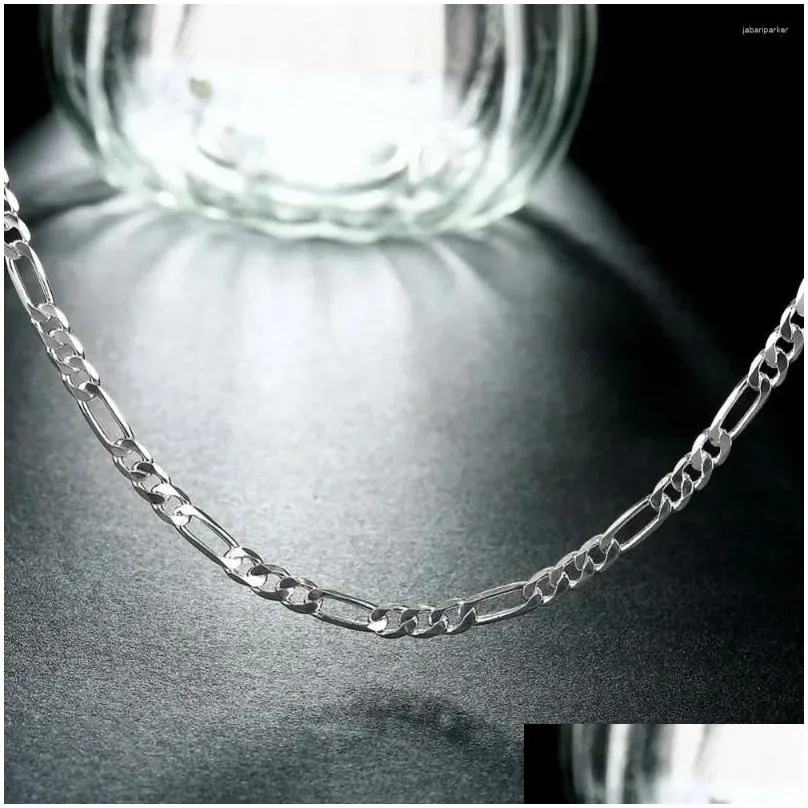 Chains 40-75cm 925 Silver 4mm Figaro Chain Necklace For Women Men Long Hip Hop Jewelry Gift