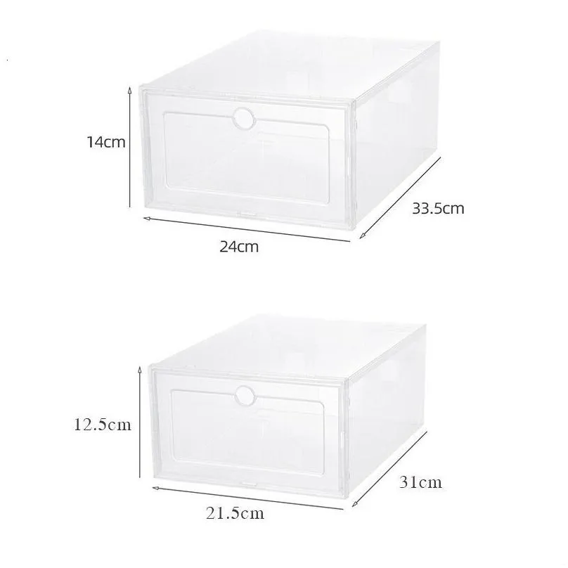 storage baskets 6pcsset fold plastic shoes case thickened transparent drawer shoe boxes stackable box organizer shoebox 230607