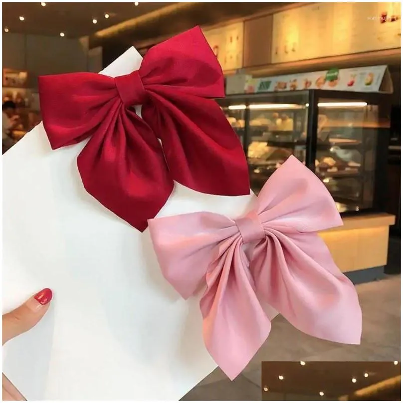 Hair Accessories 1-4PCS Top Clip Satin Fashion Headband With Clips Bow Hairpin Headdress Pin Spring Retro Layer Butterfly For Women